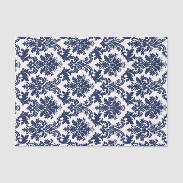 Blaue blaue und weiße Blumendörfchen Seidenpapier (Vorderseite)