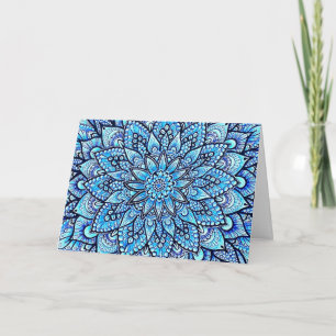 Blaue Bleistift-Mandala-Design-Gratulation Karte