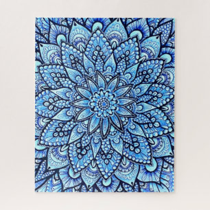 Blaue Bleistift-Mandala-Design Originalkunst 