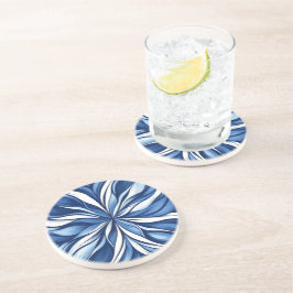 Blaue Blicke: Bio Blumenkunst in Blau und Weiß Getränkeuntersetzer