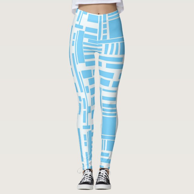 Blaue Blöcke Leggings (Vorderseite)