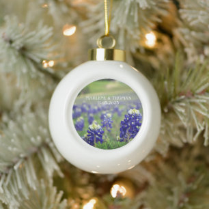 Blaue Bluebonnets-Blumen Texas Florale Hochzeit Keramik Kugel-Ornament