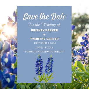 Blaue Bluebonnets Florale Foto QR-Code Hochzeit Folieneinladung
