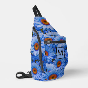 Blaue blühende Sonnenblumen Blau dekoriert Crossbody Bag