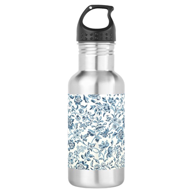 Blaue Blume 18 Unze. Edelstahl Trinkflasche (Vorderseite)