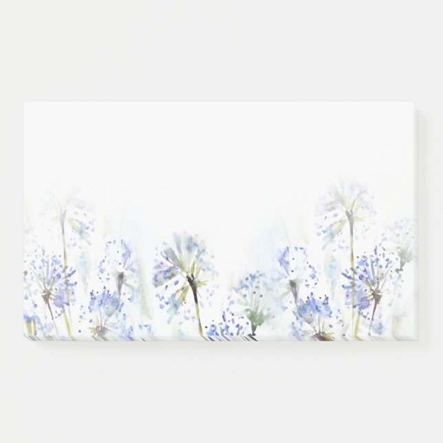 Blaue Blume Aquarellskizze Post-it Klebezettel (Vorderseite)