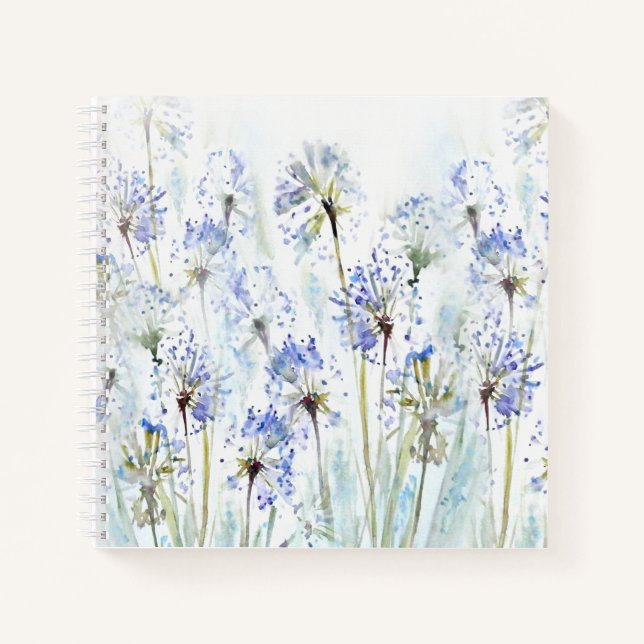 Blaue Blume Aquarellzeichnung Notizbuch (Vorderseite)