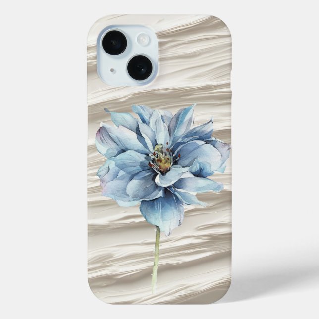 Blaue Blume auf Abstrakten Elfenbeingewebe Case-Mate iPhone Hülle (Rückseite)