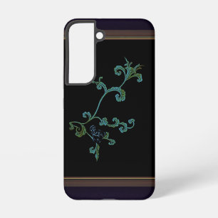 Blaue Blume auf Schwarz  Samsung Galaxy Hülle
