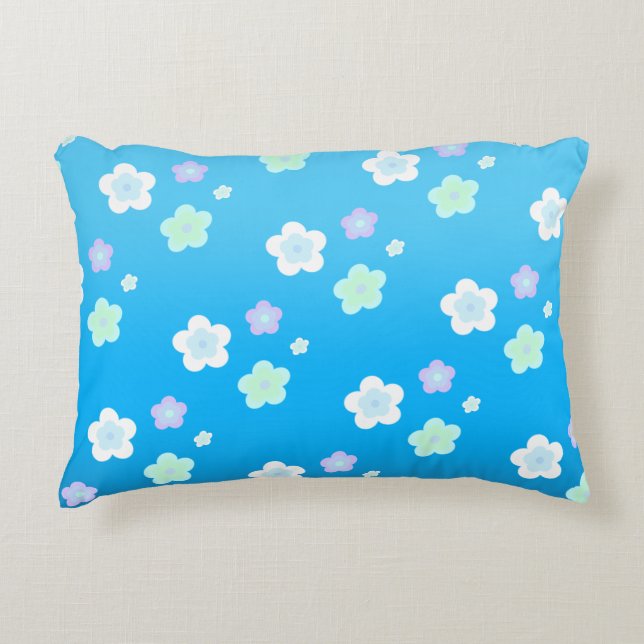 Blaue Blume Blütenfarbenes Muster Dekokissen (Vorderseite)