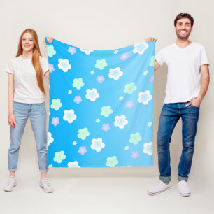 Blaue Blume Blütenfarbenes Muster Fleecedecke
