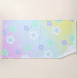 Blaue Blume Blütenfarbenes Muster Strandtuch