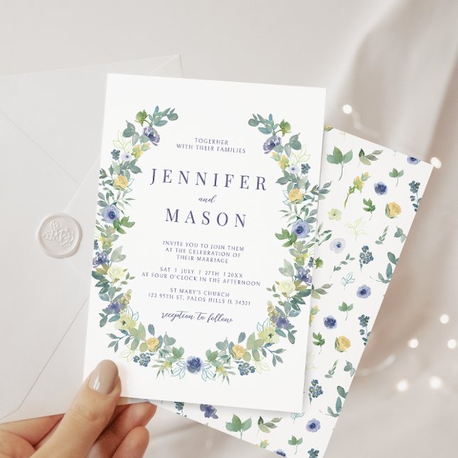 Blaue Blume Böhmische Hochzeit Einladung (Von Creator hochgeladen)