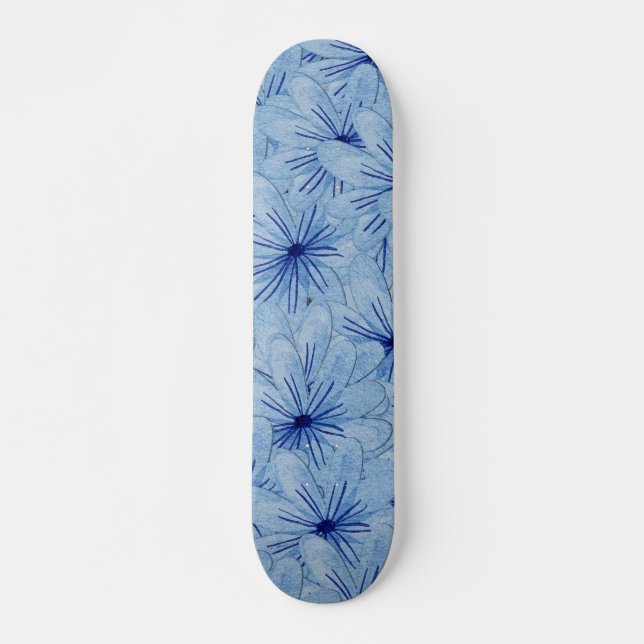 Blaue Blume Bouquet Skateboard (Vorne)