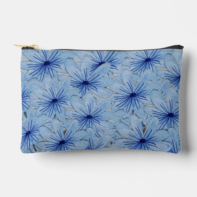 Blaue Blume Bouquet Zubehörtasche (Vorderseite)