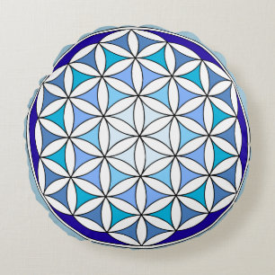 Blaue Blume der Meditation Pillow Rundes Kissen