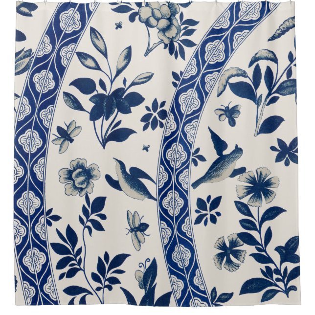 Blaue Blume Duschvorhang (Vorderseite)