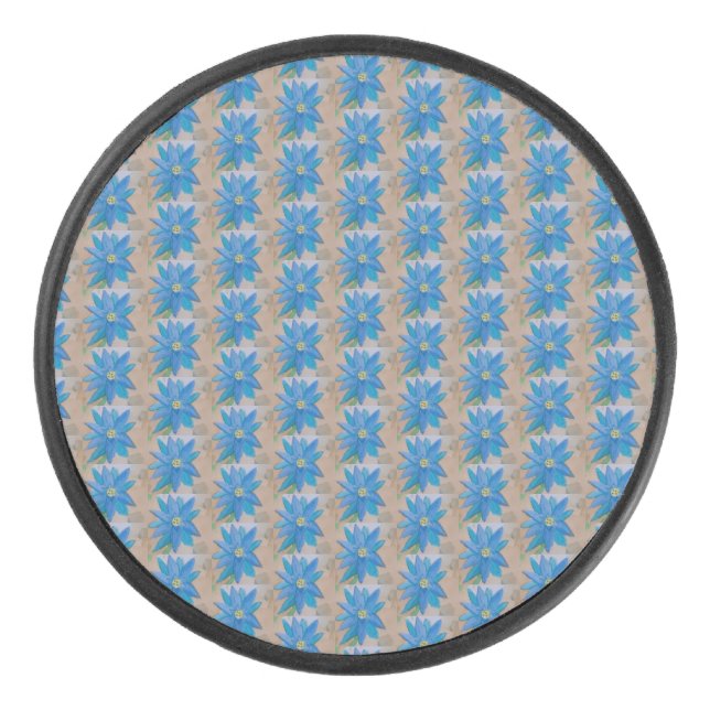 Blaue Blume Eishockey Puck (Vorderseite)