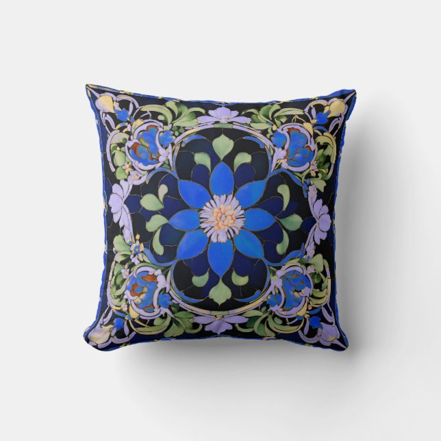 Blaue Blume Elegance - Ein Bloom der Gelassenheit Kissen (Vorderseite)
