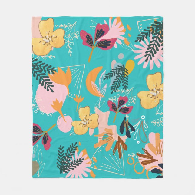 Blaue Blume Fleecedecke (Vorderseite)