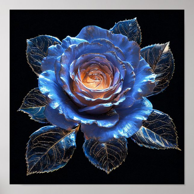 Blaue Blume gefroren Poster (Vorne)