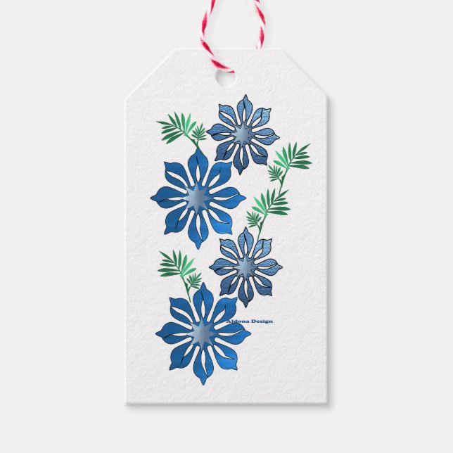 Blaue Blume Geschenkanhänger (Vorderseite)
