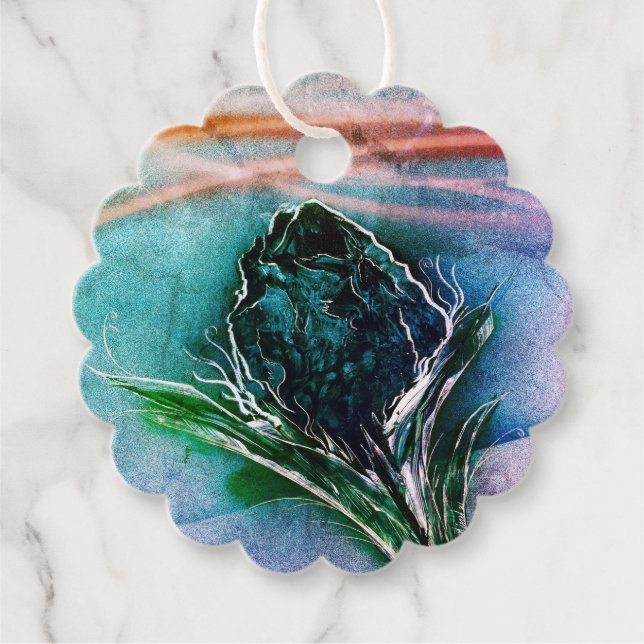 Blaue Blume Geschenkanhänger (Vorderseite)