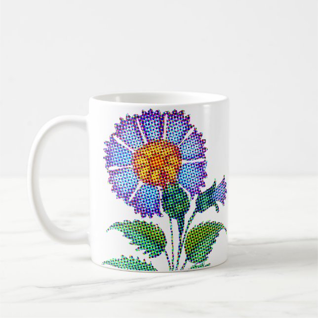 Blaue Blume Halftone Fine Art Kaffeetasse (Links)
