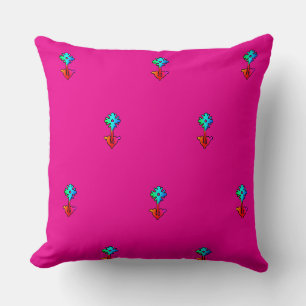 Blaue Blume Hot Pink Accent Sofa Kissen