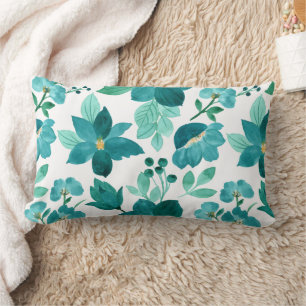 Blaue Blume Illustration Muster - Farbenfrohe Blüt Lendenkissen