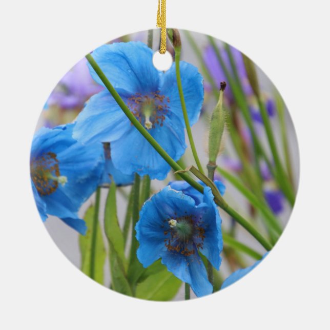 Blaue Blume Keramik Ornament (Hinten)