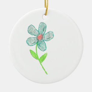 Blaue Blume Keramik Ornament