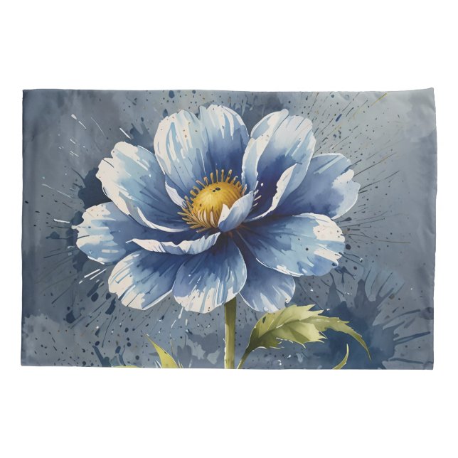 Blaue Blume Kissenbezug (Rückseite)