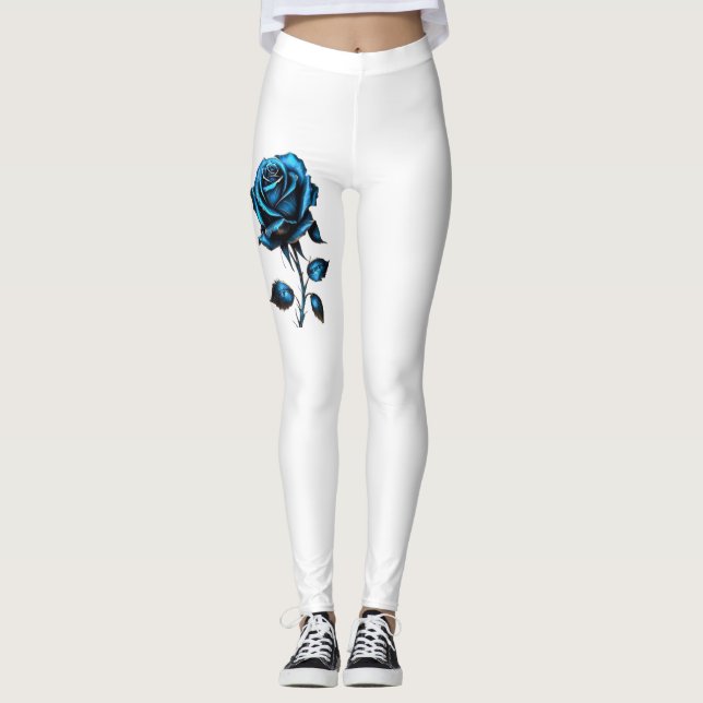 blaue Blume Leggings (Vorderseite)