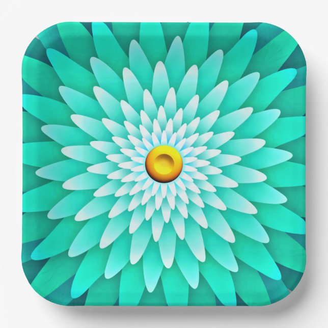 Blaue Blume Mandala-68566 Pappteller (Vorderseite)