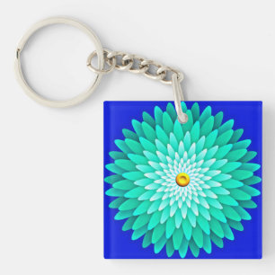 Blaue Blume Mandala-68566 Schlüsselanhänger