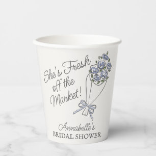 Blaue Blume Markt Frisches Brautparty Pappbecher
