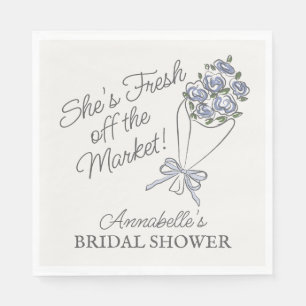 Blaue Blume Markt Frisches Brautparty Serviette
