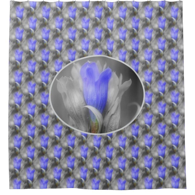 Blaue Blume Natur Duschvorhang (Vorderseite)