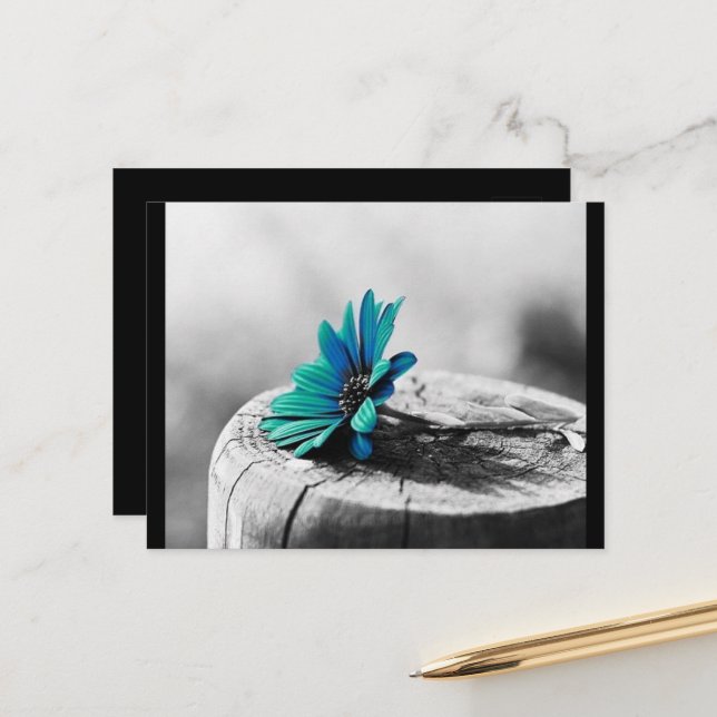Blaue Blume Postkarte (Vorderseite/Rückseite Beispiel)