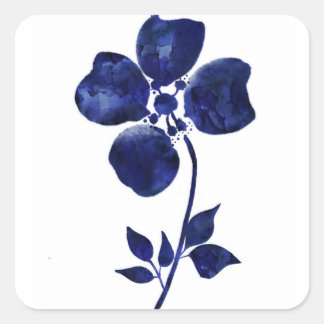 Blaue Blume Quadratischer Aufkleber
