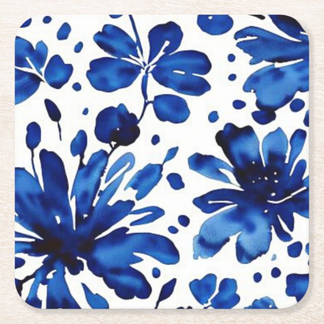 Blaue Blume Rechteckiger Pappuntersetzer (Vorderseite)