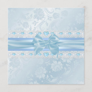 Blaue Blume & Schleife Sweet 16 Einladung