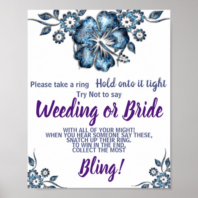 Blaue Blume Setzen Sie einen Ring auf das Brautpar Poster (Vorne)