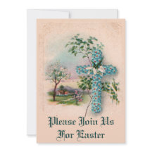 Blaue Blume über Ostern Einladung