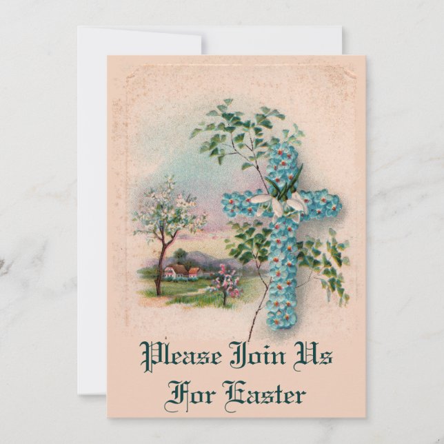 Blaue Blume über Ostern Einladung (Vorderseite)