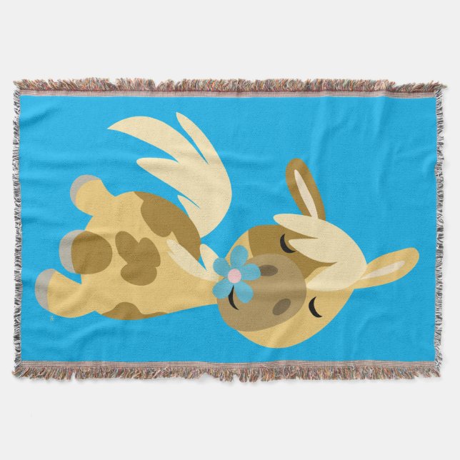 Blaue Blume und Niedlicher Cartoon Pony Decke (Vorderseite)