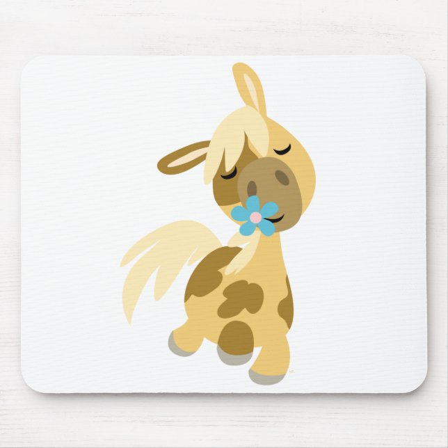 Blaue Blume und Pony Mousepad (Vorne)