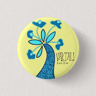 Blaue Blume Vartali runder Knopf Button