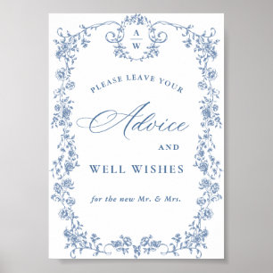 Blaue Blume Verzierte Viktorianische Grace Beratun Poster